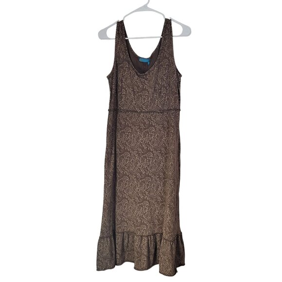 fresh produce Dresses & Skirts - Fresh Produce Women's Large Maxi Dress Brown Print Ruffle Sleeveless Casual